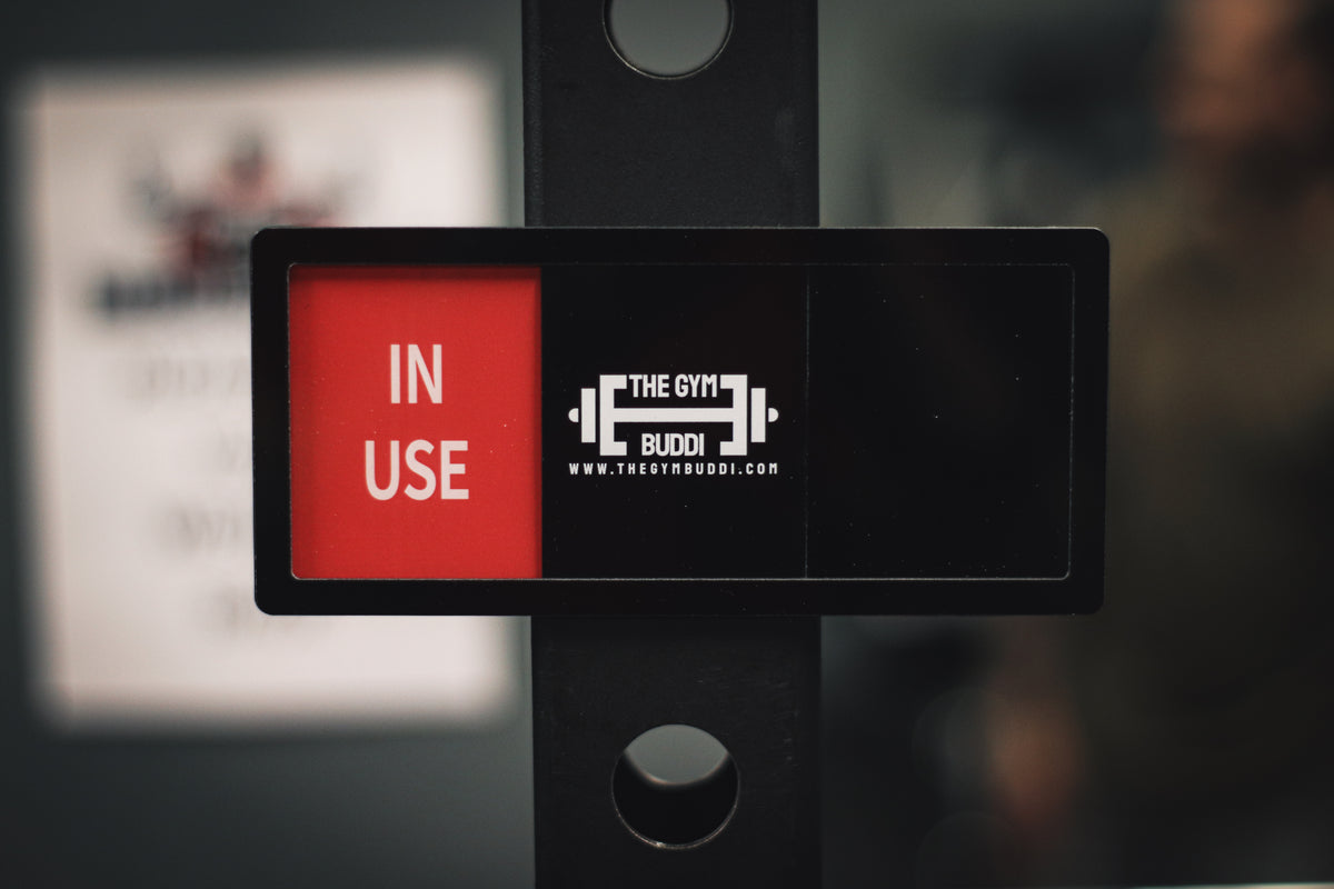 The Gym Buddi in black frame set to In use